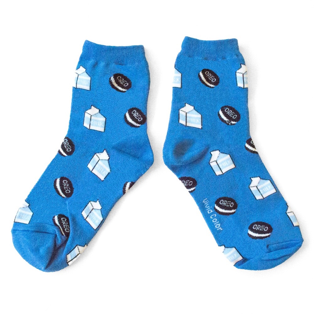 Womens blue Oreo crew socks